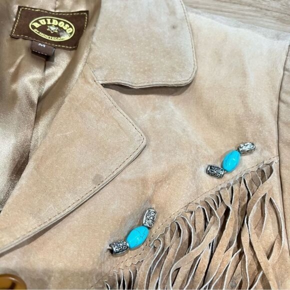 Ruidoso by Montecarlo Leather Fringe Beaded Jacket Women’s Medium - Picture 7 of 7